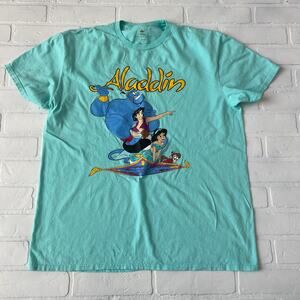 Disney Princess Aladdin Jasmine Aqua Blue Cotton Short Sleeve Tshirt-sz L